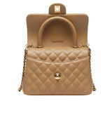 Chanel Mini Coco Handle Flap Caramel Beige Caviar Leather Bag premium replica - image 2