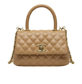 Chanel Mini Coco Handle Flap Caramel Beige Caviar Leather Bag premium replica - image 1