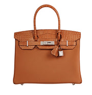Hermès Birkin Gold Togo Leather Crocodile Palladium Hardware Bag premium replica - image 1