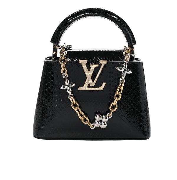 Louis Vuitton Snakeskin Flower Chain Capucines Mini Black Cap