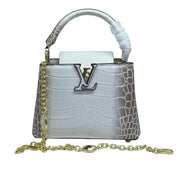 Louis Vuitton Capucines Mini White Brown Crocodilian Leather Cap premium replica - image 1