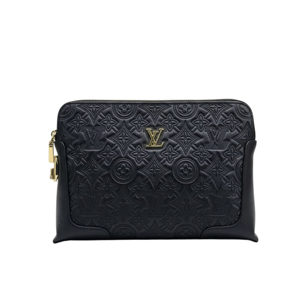 Louis Vuitton Black Leather Clutch Pouch