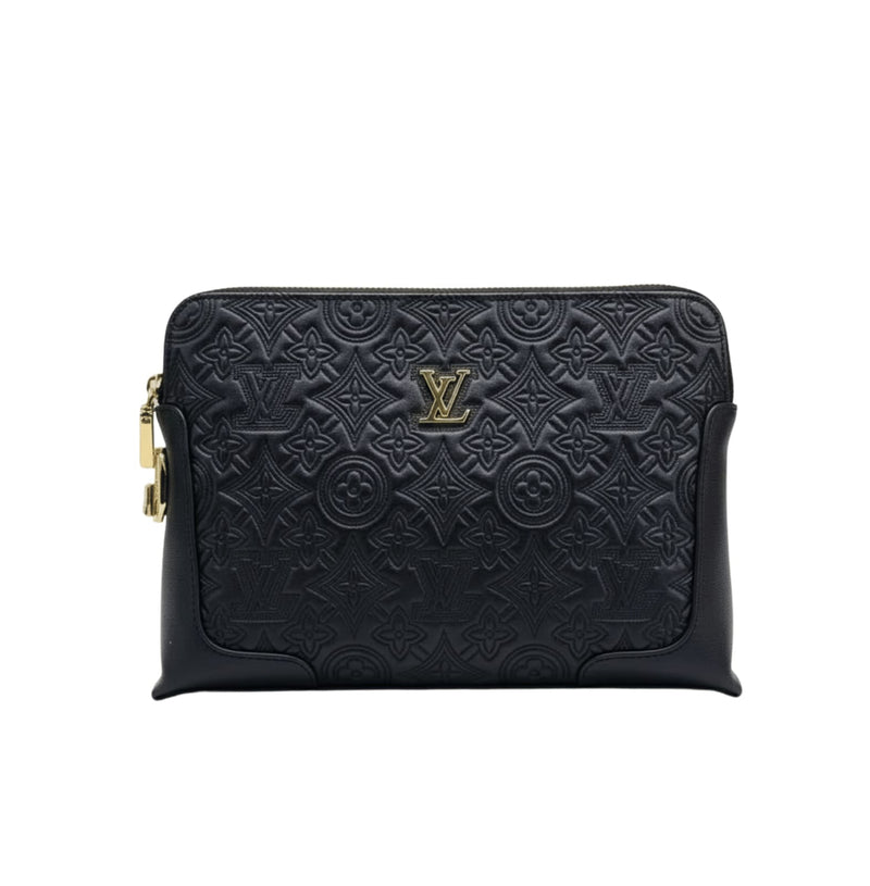 Louis Vuitton Black Leather Clutch Pouch premium replica - image 1