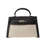 Hermès Mini Kelly 2 Black White Canvas Palladium Hardware Bag premium replica - image 1
