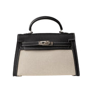 Hermès Mini Kelly 2 Black White Canvas Palladium Hardware Bag premium replica - image 1
