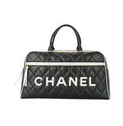 Chanel Quilted Leather Cc Logos Boston Hand Bag – Black premium replica - image 1