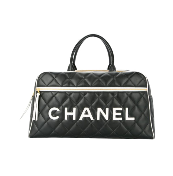 Chanel Quilted Leather Cc Logos Boston Hand Bag – Black