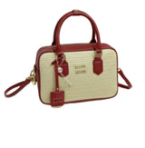 Miu Miu Straw Zip-Up Red Leather Trim Handles Bag premium replica - image 3