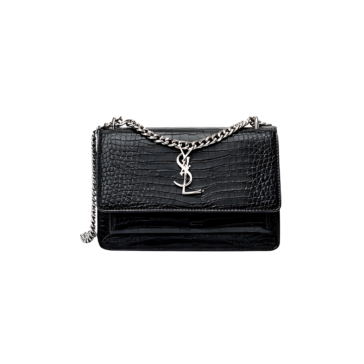 YSL Bag Sunset Medium Black Croc-Embossed Bag premium replica - image 1