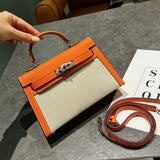 Hermès Kelly Ii Sellier 28 Toile H Étoupe Orange Bag premium replica - image 4