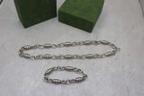 Gucci Chunky Chain Necklace Bracelet Set Silver Jewelry premium replica - image 5
