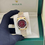 Rolex Datejust Red Dial Diamond Bezel Watch premium replica - image 4
