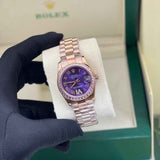Rolex Datejust Two-Tone Aubergine Roman Diamond Purple Dial Watch premium replica - image 4