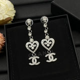 Chanel Heart Cc Logo Drop Earrings Silver Tone Jewelry premium replica - image 2