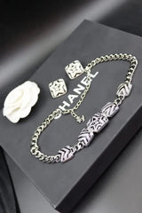 Chanel Cc Logo Star Pendant Necklace Earrings Set Jewelry premium replica - image 5