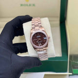 Rolex Datejust Chocolate Roman Diamond Bezel Watch premium replica - image 4