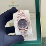 Rolex Datejust Diamond Bezel Black Dial Watch premium replica - image 4