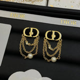 Dior Pearl Chain Drop Earring Gold Jewelry premium replica - image 4