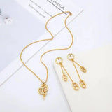 Dior Navy Necklace Earrings Set Gold Jewelry premium replica - image 4