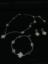 Gucci Gg Flower Crystal Necklace Bracelet Set Silver Jewelry premium replica - image 5