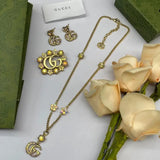 Gucci Gg Crystal Earring Brooch Set Gold Jewelry premium replica - image 4