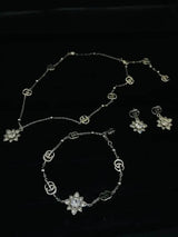 Gucci Gg Flower Crystal Necklace Bracelet Set Silver Jewelry premium replica - image 4