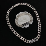 Gucci Logo Plate Chain Bracelet Silver Jewelry premium replica - image 4