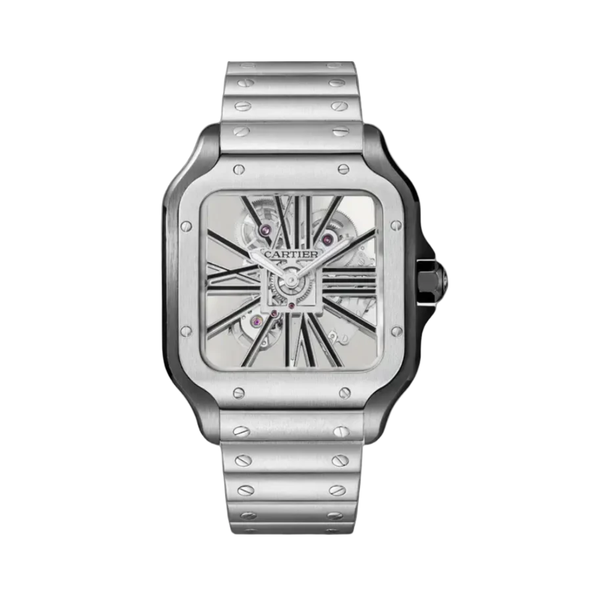 Cartier Santos De Diamond Silver Watch