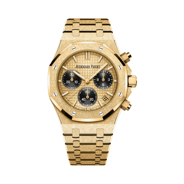 Audemars Piguet Royal Oak Selfwinding Chronograph Frosted Yellow Gold Gold Dial Watch