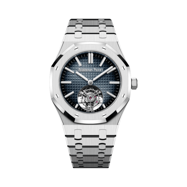 Audemars Piguet Royal Oak Selfwinding Flying Tourbillon Silver Smoked Blue Dial Watch