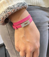Messika Jewelry Leather Double Wrap Bracelet Pink Diamonds Jewelry premium replica - image 4