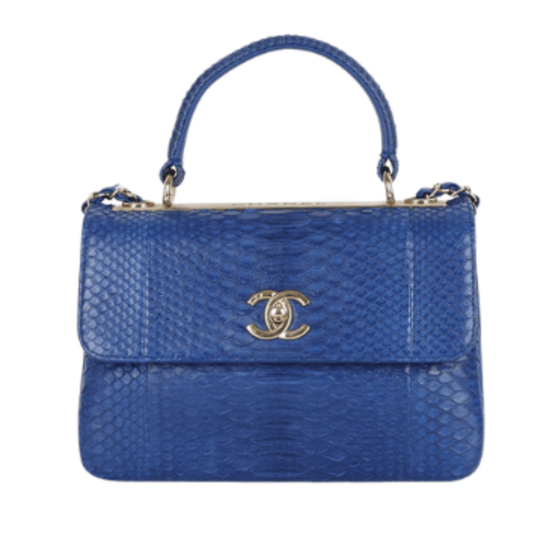 Chanel Blue Python Small Trendy Cc Dual Handle Flap Bag