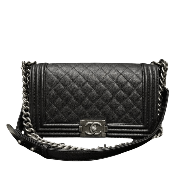 Chanel Boy In Black Caviar Leather Bag