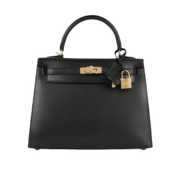 Hermès Kelly 28 Sellier Black Box Calfskin Leather Gold Hardware Bag
