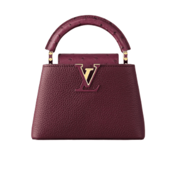 Louis Vuitton Capucines East-West Mini Crinkled Grenat Red Leather Gold-Toned Hardware