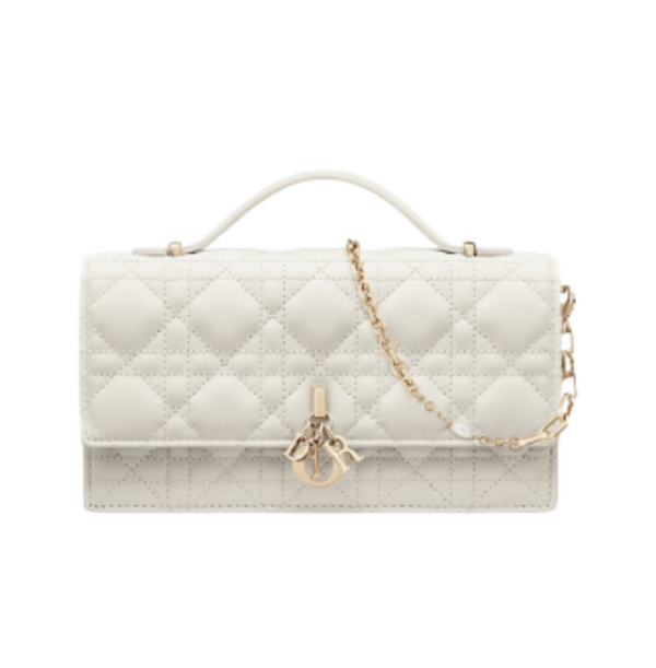 Dior My Mini In Latte Cannage Lambskin Bag