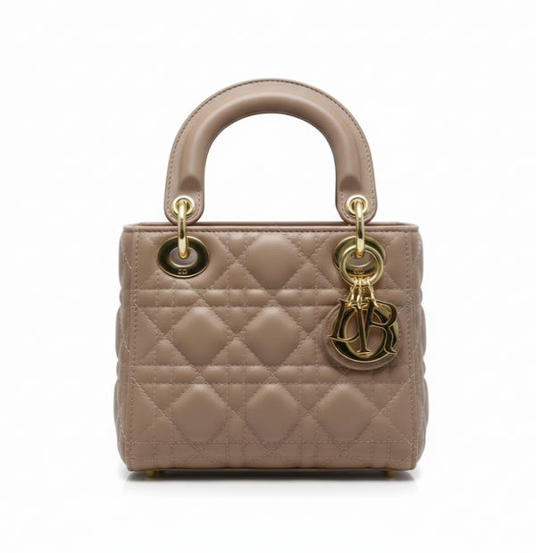 Dior Mini Lady In Blush Pink Or Nude Rose Lambskin Bag